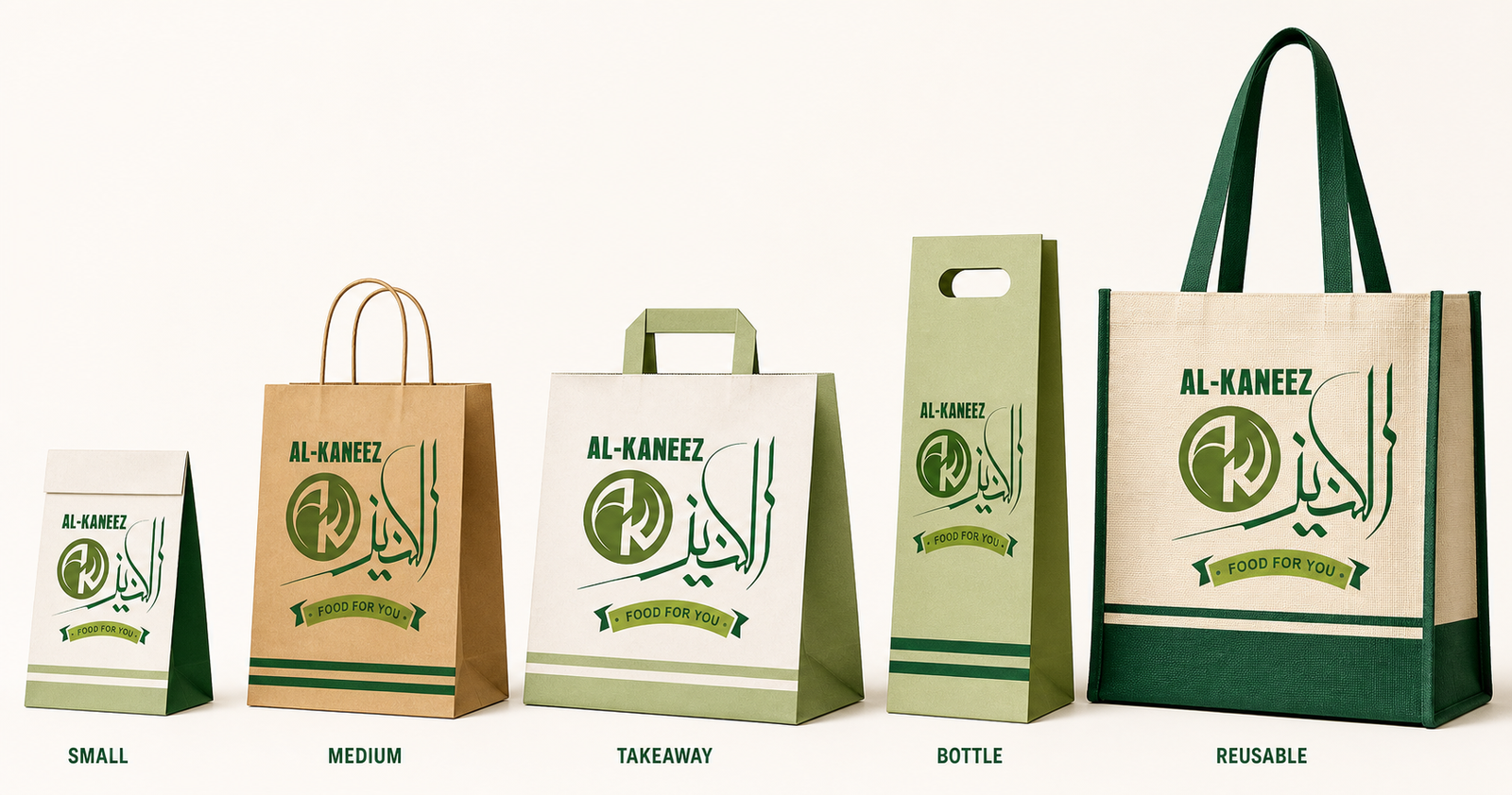 Five Alkaneez takeaway bag formats