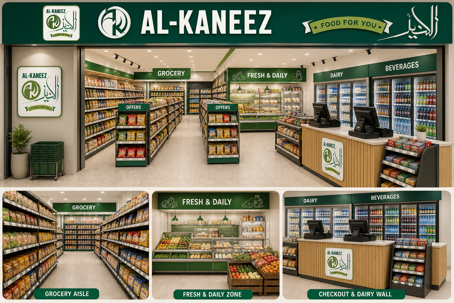 Bright, modern Alkaneez store interior